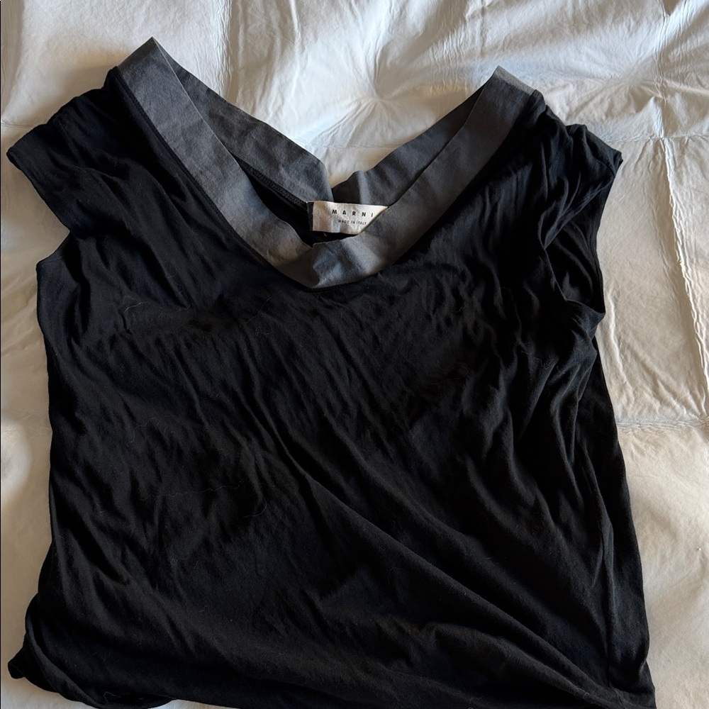 Marni black with grey collar bubble hem